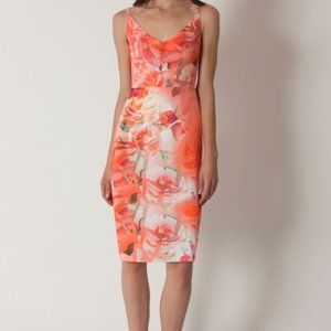 Black Halo Jevette Floral Rose Mini Sheath Cocktail Dress Size 2